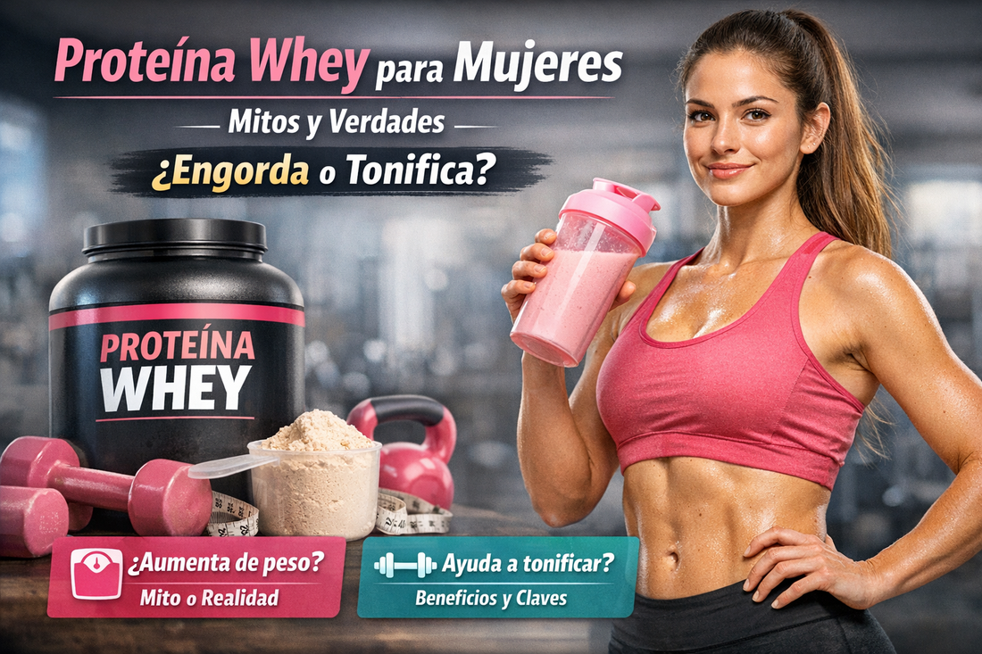Mujer deportista tomando batido de proteína whey