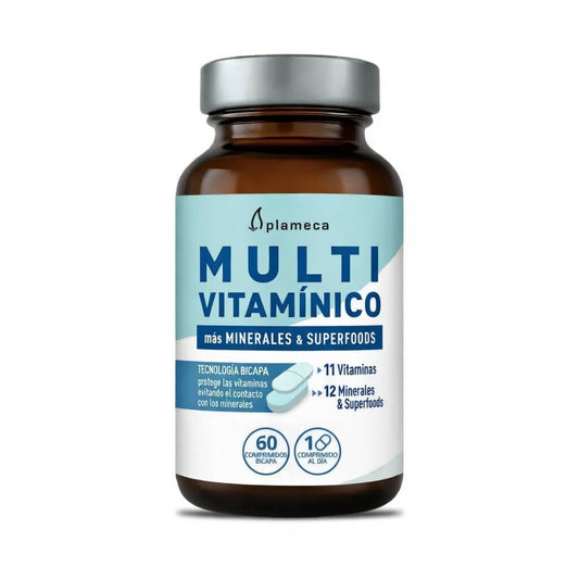 "Multivitamínico avanzado minerales superalimentos Plameca salud integral suplemento natural"