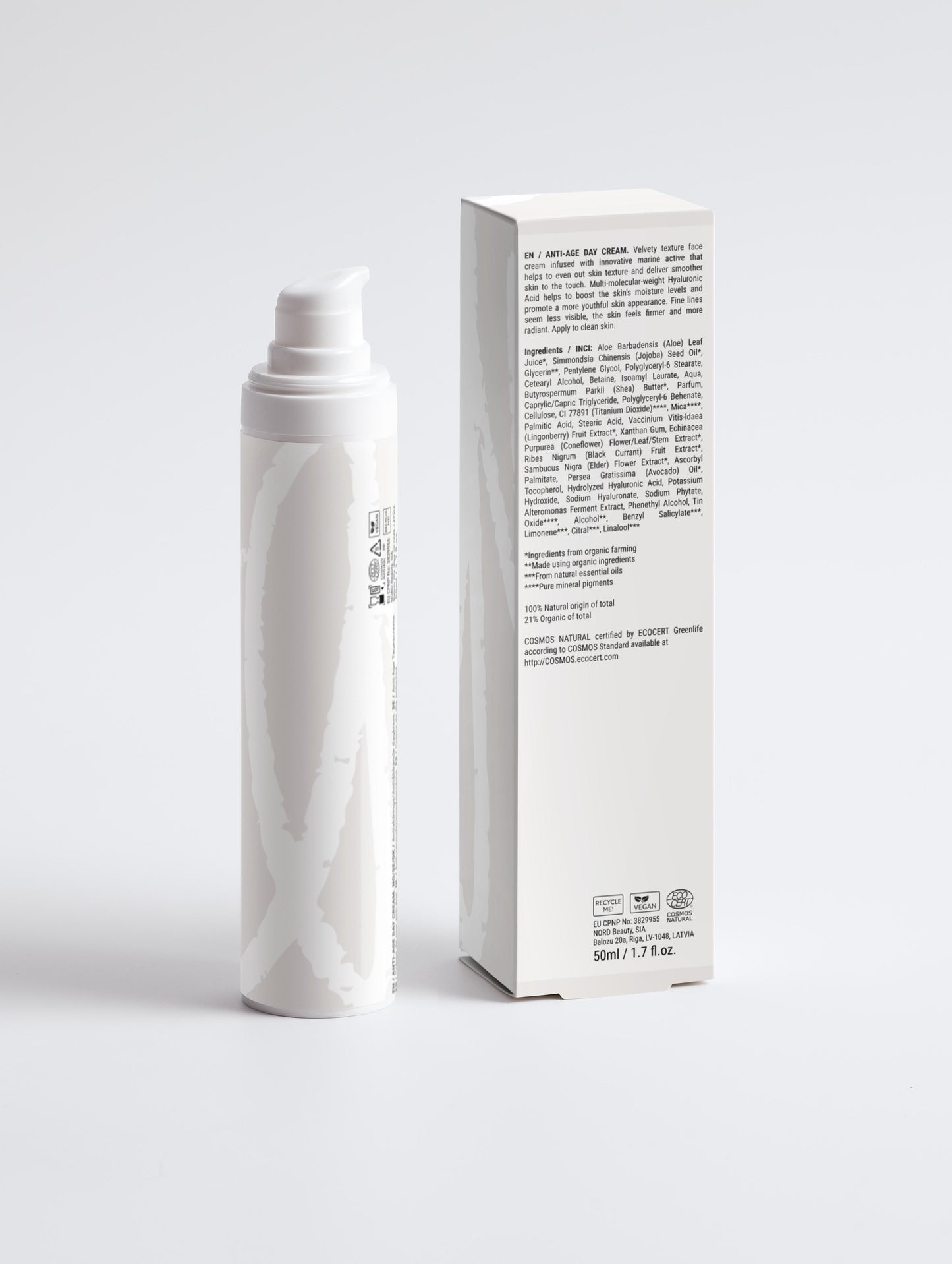 "Crema facial antiedad ácido hialurónico activos marinos natural cosmética ecológica vegana"