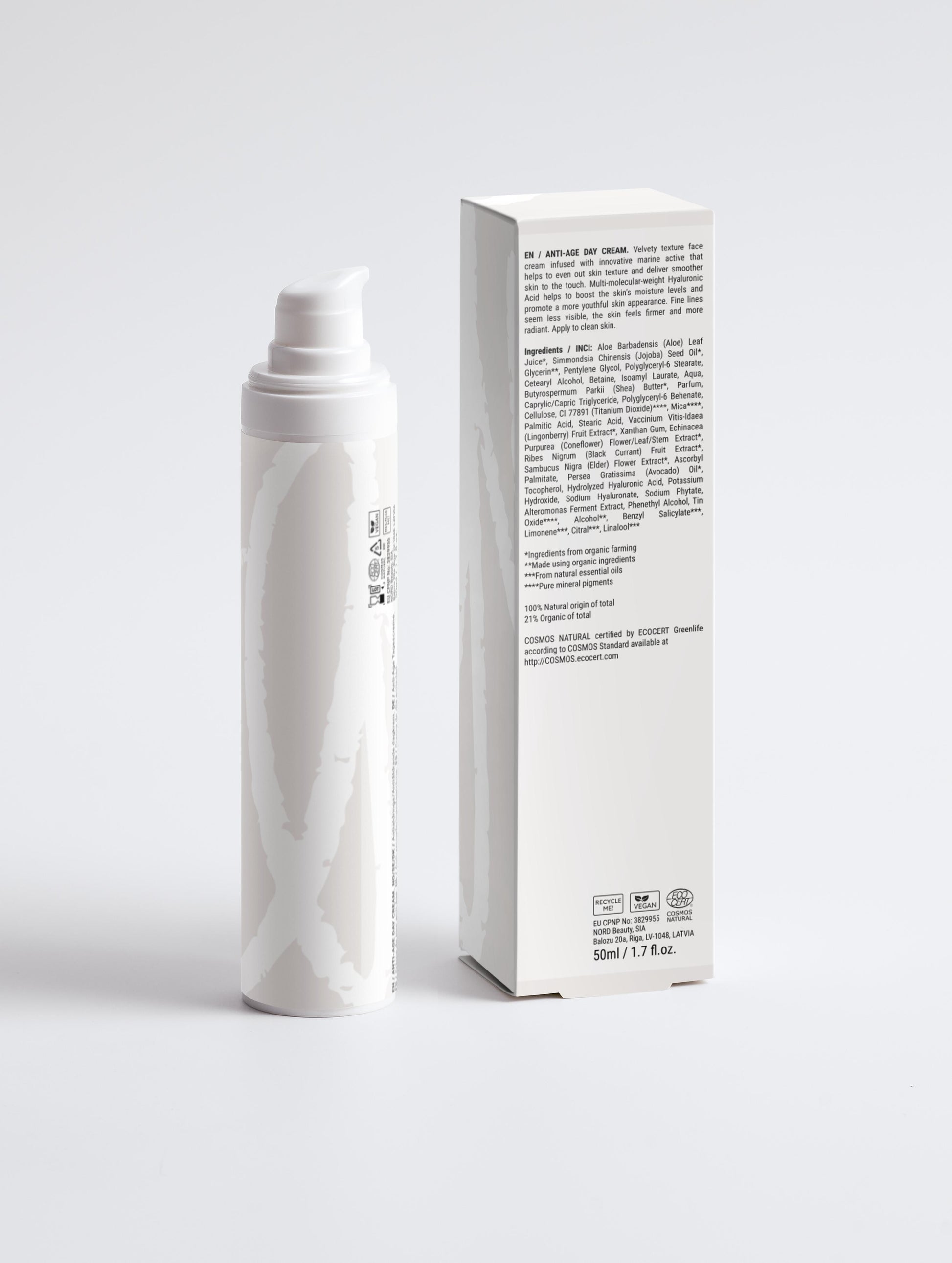 "Crema facial antiedad ácido hialurónico activos marinos natural cosmética ecológica vegana"