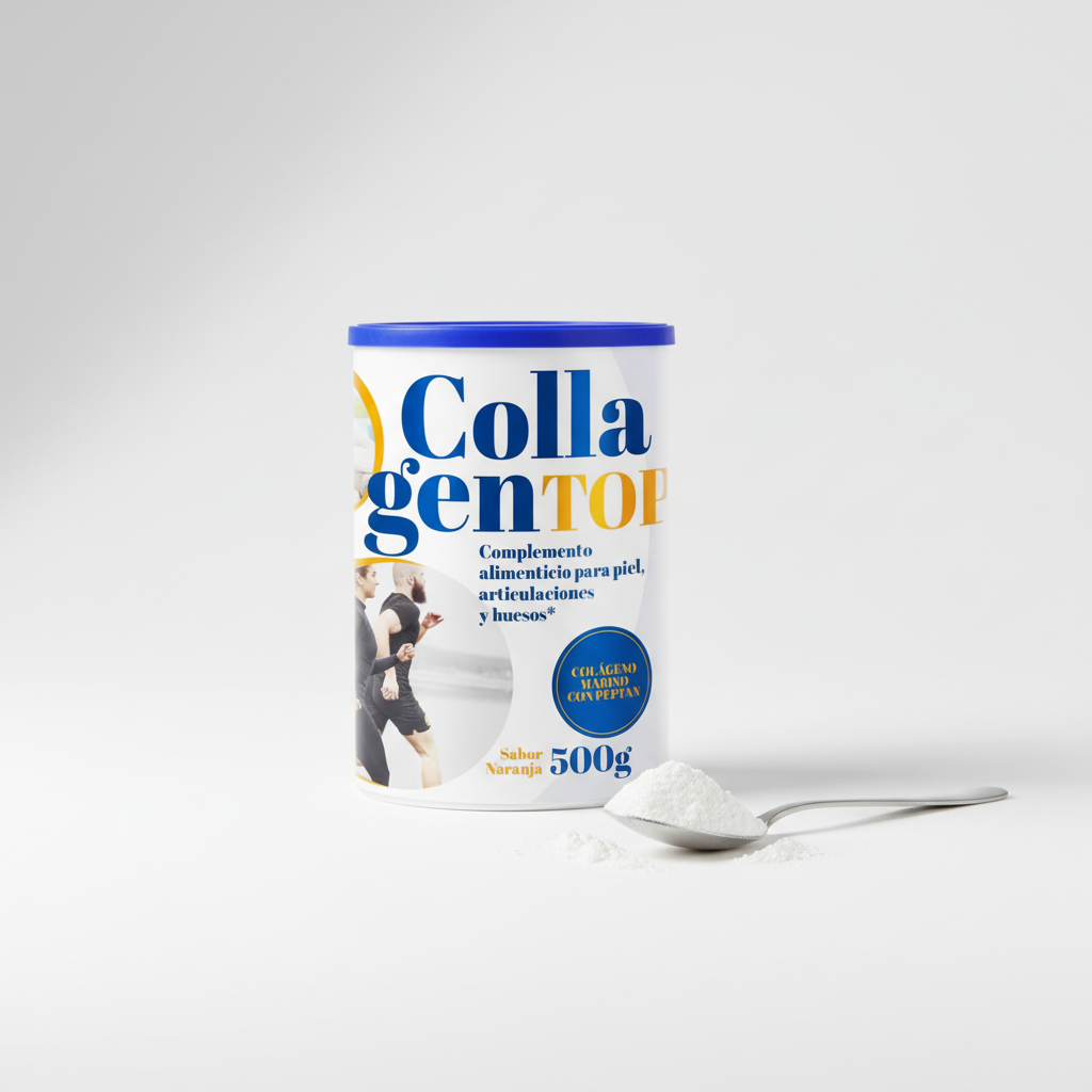 Collagen Top minimalista fondo blanco